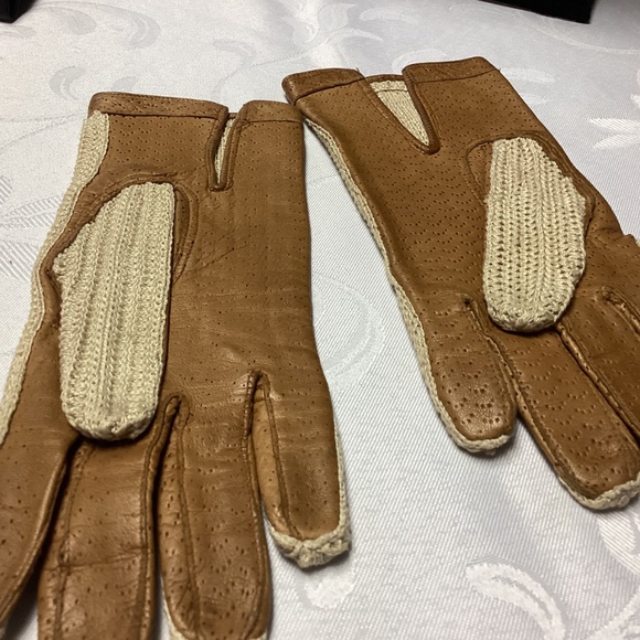 Ladies, gloves, crochet, and real leather vintage see description below - Picture 2 of 6